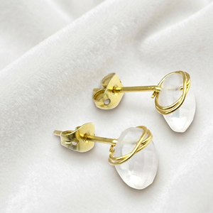 Boucles d'oreilles en cristal de quartz Ratnarachit, plaquées or 18 carats, en laiton, forme géométrique, serties de pierres précieuses, bijoux de fiançailles pour femmes - Product Image 5