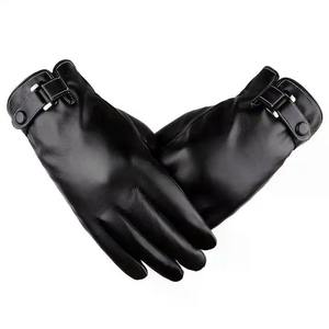 Gants de ski chauds pour homme avec manchette élastique, doublure en tricot doux, en cuir et polyester chauffants pour la neige et les activités hivernales - Product Image 1
