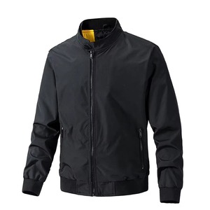 Chaqueta Bomber de Manga Larga con Cierre de Cremallera, Cuello Alto, Color Sólido, Resistente al Viento, Tejido de Poliéster, Chaqueta de Otoño para Hombre - Product Image 3