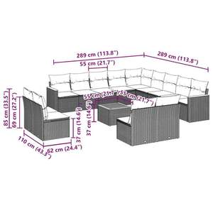 Conjunto de Sofá de Jardín de Ratán PE Negro con Patas Ajustables, Muebles de Patio Grandes con Comodidad y Estilo - Product Image 3