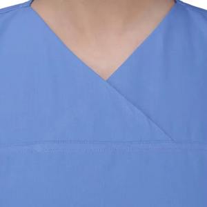 Unisex Light Blue Medical Scrub <b>Set</b> Short Sleeve V-Neck Top and Matching Straight Pants Soft Breathable Nurse <b>Doctor</b> Uniform Kit - Product Image 5