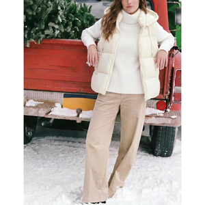 Nuevo Chaleco Acolchado con Capucha para Mujer, Color Sólido, Cierre de Cremallera, Ropa Exterior Informal, Cortavientos, Impermeable, de Poliéster, con Bordado Corto - Product Image 4