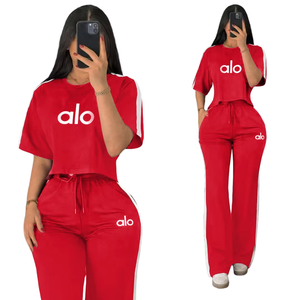 Y71637 Ensemble Sport Décontracté Femme Américaine et Européenne, Nouvelle Collection Été, Pantalon Ample à Jambes Larges, Deux Pièces - Product Image 3