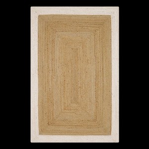 Scandinavian Style Jute Area Rug <b>Rectangle</b> Flat Weave Eco Friendly Living Room Use Thin 0.2-0.4 in Natural Color Border - Product Image 3