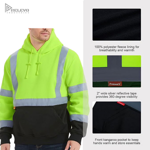 เสื้อฮู้ดดี้นิรภัยสำหรับงานก่อสร้างผู้ชาย ANSI ความปลอดภัยสูง มองเห็นได้ชัดเจน 100% ผ้าฝ้าย พิมพ์โลโก้และดีไซน์ตามสั่ง ลายพื้นเรียบ แขนยาว - Product Image 3
