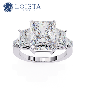Bague Trilogie Élégante et Éclatante en Baguette, Diamant de Laboratoire 0,50 Carat, Or 18K, Finition Haut de Gamme, Meilleur Prix LOISTA JEWELS LR00205 Tendance - Product Image 3