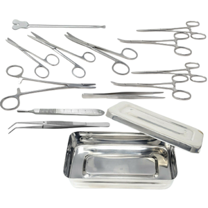 Kit de chirurgie mineure de base, ensemble d'instruments chirurgicaux de 13 pièces, porte-aiguille, ciseaux de dissection Mayo, acier médical, par Grip Surgical - Product Image 1