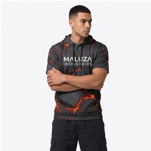 <b>Mens</b> Casual Regular Fit Breathable <b>Short</b> <b>Sleeve</b> <b>Hoodie</b> Autumn Solid Plain Athletic Training Pullover Streetwear Pocket Wholesale - Product Image 4