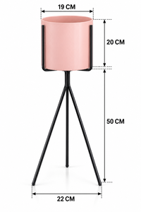 Macetero Metálico Rosa Moderno con Soporte de Trípode de Hierro Negro, Maceta Decorativa Alta para Plantas de Interior, Hogar, Oficina, Sala de Estar - Product Image 3