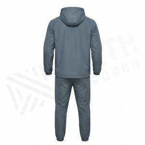 Ensemble de survêtement à capuche pour homme, couleur unie, polyester léger, séchage rapide, vêtements de sport décontractés, manches longues, fermeture éclair sur le devant, vêtements de printemps - Product Image 2