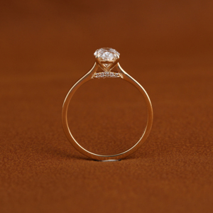 Bague Solitaire Personnalisable 1 CT Coupe Ovale Or Rose 14K Certifiée IGI Diamant de Laboratoire CVD pour Fiançailles Mariage - Product Image 6