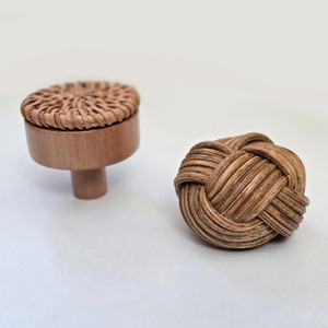 Tiradores de ratán para gabinetes, herrajes de cocina, manijas decorativas, tiradores artesanales para puertas - Product Image 2