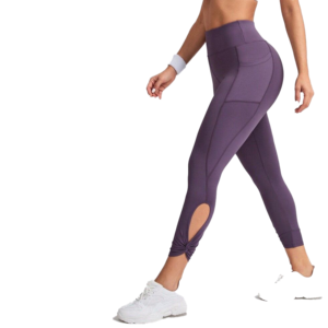 High Waist Solid Color Leggings With Pockets Stretch Breathable Full Length Sporty Knitted Women's Leggings - Product Image 1