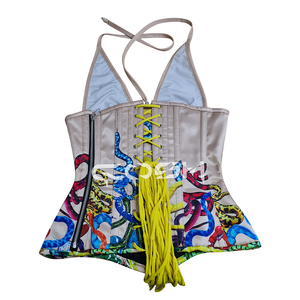 Conjunto de 2 piezas con estampado de serpiente personalizado: Corsé halter overbust OEM y leggings de cintura alta ajustados, atuendo de streetwear - Product Image 2