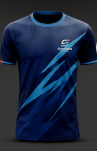 Camiseta de Fútbol Personalizada Azul, Manga Corta, Cuello Redondo, Uniforme de Equipo, 100% Poliéster de Secado Rápido - Product Image 3