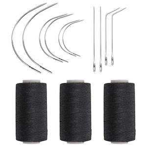 10 Piece Professional Stainless Steel Hair Extension Weaving Needles Set Curved Straight Bent Weft <b>Sewing</b> Needles Tool <b>Kit</b> - Product Image 1