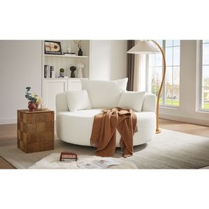 Poltrona Girevole a 360 Gradi con 3 Cuscini Rimovibili, Sedia Rotonda per Soggiorno, Camera da Letto, Ufficio - Product Image 1