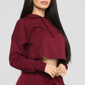 Sudadera Corta con Capucha para Mujer, Corte Holgado, Tela Suave, Uso Diario Informal, MOQ Bajo, Venta al por Mayor, Conjunto de Sudadera Corta con Capucha para Mujer - Product Image 4