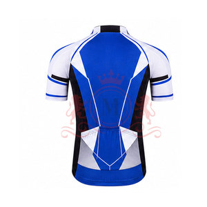 Ensemble maillot et short de cyclisme pour homme, bleu, blanc, noir, manches courtes, fermeture éclair sur le devant, pour adultes - Product Image 4