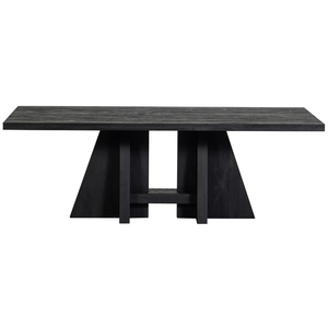 Table de salle à manger moderne de style américain en bois de manguier massif avec plateau rectangulaire et pieds en colonne, finition noir foncé, pour maison et villa - Product Image 2