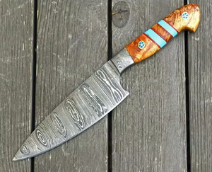 มีดเชฟเหล็กดามัสกัสทำมือระดับมืออาชีพ LEGACY BLADES คมกริบ ด้ามจับไม้ตามหลักสรีรศาสตร์ - Product Image 3