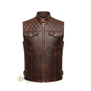 Wholesale Latest Style Genuine Leather Made Men <b>Vest</b> for Outdoor Wear OEM Custom Service Men Leather <b>Vests</b> in Bulk Quantity - Product Image 1