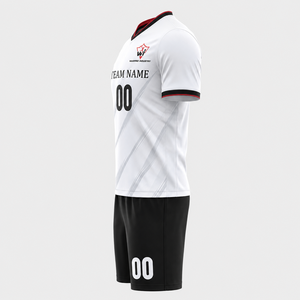 ชุดเสื้อฟุตบอลสีขาวดำแบบกำหนดเองได้ พร้อมกางเกงขาสั้น แห้งเร็ว ชุดทีมฟุตบอลสำหรับผู้ชาย ฝึกซ้อม - Product Image 4
