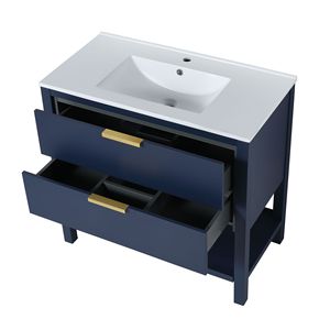 Vanità da bagno indipendente da 36 pollici con 2 cassetti in compensato 36x18 elegante e pratico Set di vanità - Product Image 5