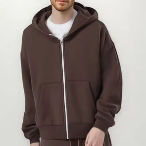 Proveedor de Sudaderas con Capucha Lisas OEM ODM, Sudadera Gráfica de Alta Calidad para Hombre, Corte Holgado, Oversize, Alto Gramaje, Sudadera Corta con Cremallera - Product Image 6