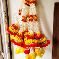 Mogra Gota Pom karangan bunga buatan tangan dekoratif tali lonceng dekorasi panggung pernikahan Haldi, Mehndi, Sangeet, pesta nikmat Dekorasi Rumah