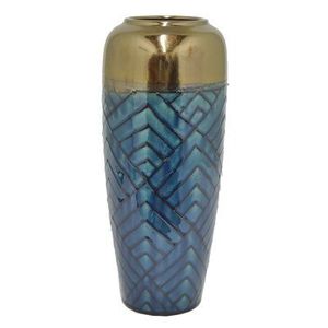 Vase de sol en laiton Art Déco avec motif géométrique, pièce décorative faite à la main - Product Image 4