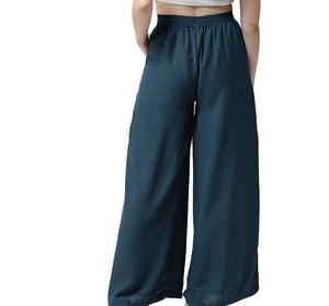Women High Waist Wide Leg <b>Pants</b> Ankle Length Solid Color Chiffon Loose Fit Casual <b>Summer</b> Breathable With Pockets - Product Image 3