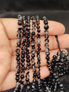 Cuentas de Ágata Rayada Pulida de 4mm, Redondas, Sardonyx, Sueltas, Naturales, Marrón, Variedad de Tamaños - Product Image 2