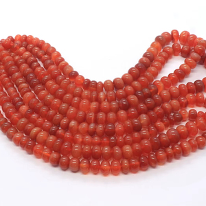Natural Orange Chalcedony Smooth Rondelle Beads 7-10 MM Orange Chalcedony Plain Gemstone Beads 16 Inch Natural Orange Chalcedony - Product Image 1