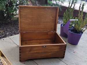 Handmade Solid Wood <b>Treasure</b> Chest Storage <b>Box</b> with Vintage Design for Jewelry Keepsakes Gifts and Home Decoration - Product Image 3