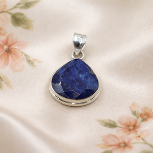 พลอยแซฟไฟร์ธรรมชาติ925สเตอร์ลิงเงินแฮนด์เมดสร้อยคอจี้หยดน้ำตาแบบเหลี่ยมเพชรพลอยของขวัญเครื่องประดับที่ไม่เหมือนใครสำหรับเป็นของขวัญคริสต์มาส - Product Image 6