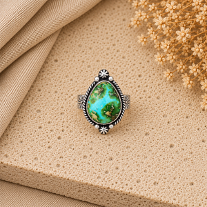 Sonoran Gold Turquoise Silver <b>Ring</b> Western <b>Boho</b> Statement Gemstone Jewelry Southwestern Fashion <b>Ring</b> for Women - Product Image 4