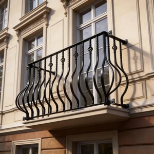 Balustrade de balcon traditionnelle en fer forgé à fixation murale, avec une finition résistante à la rouille, un montage facile et un design élégant. - Product Image 6