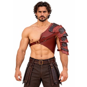 Armadura de Hombro de Cuero Negro Estilo Gladiador Romano con Adornos de Acero, para Cosplay, Reenactamiento, Disfraz de Guerrero Espartano Medieval - Product Image 1