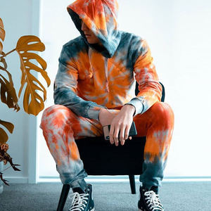 Men <b>Tie</b> <b>Dye</b> Hoodie Tracksuit <b>Set</b> Multicolor Pullover Sweatshirt Jogger Pants Two Piece Casual Streetwear Fleece Matching Outfit - Product Image 4