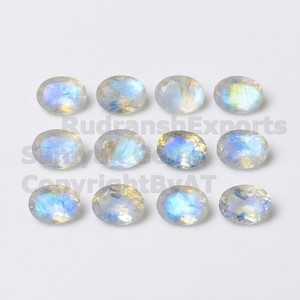 Pierre de lune naturelle de qualité supérieure, bleu feu, taille ovale 7x9mm, gemme facettée, pierre de lune arc-en-ciel en vrac, lot en gros pour la fabrication de bijoux - Product Image 5