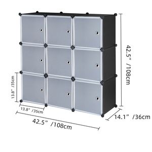 Libreria Modulare a 9 Cubi, Organizzatore Fai-da-Te in Plastica con Ripiani e Ante RT - Product Image 6
