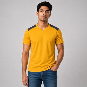 Fashion Men's <b>V</b> Neck Solid T Shirts 100%Cotton Custom Logo Eco-Friendly Breathable Loose <b>Fit</b> Men's <b>V</b> Neck T Shirt Summer Use - Product Image 1
