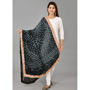 Rajasthani <b>Art</b> Silk Bandhani Dupatta with Elegant Lace Border Traditional Bandhej Tie Dye Dupatta Ethnic Fashion Accessor - Product Image 1
