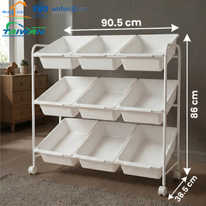 IMade in Taiwan ISO9001 BSCI 9-Bin Rolling Toy Storage <b>Trolley</b> Multifunctional Organizer for Home - Product Image 3