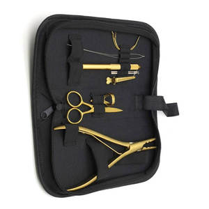 Kit d'outils professionnels pour extensions de cheveux à prix abordable : pinces métalliques dorées, aiguilles à crochet, ciseaux et pinces pour l'installation et le retrait - Product Image 5