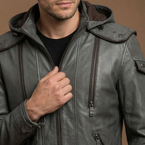 Chaquetas de Cuero con Capucha para Hombre, a la Moda, para Invierno, Chaquetas Casuales para Clima Frío, Prendas Exteriores de Cuero Suave de Primera Calidad, Modernas - Product Image 4