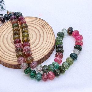 Multi Tourmaline Pumpkin <b>Beads</b> Necklace Carved Polished Stone Jewelry Making <b>Loose</b> Gemstones - Product Image 4