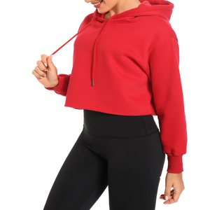 Women Cropped Hoodie Soft Cotton Fleece Pullover <b>Long</b> <b>Sleeve</b> Casual Gym Streetwear <b>Top</b> OEM ODM Private Label Wholesale Supplier - Product Image 6