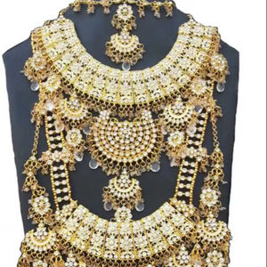 Indian Trendy Classic Choker Engagement Anniversary Wedding Party <b>Gift</b> Set Traditional Crystal Kundan Faux Pearl Alloy Gold - Product Image 5